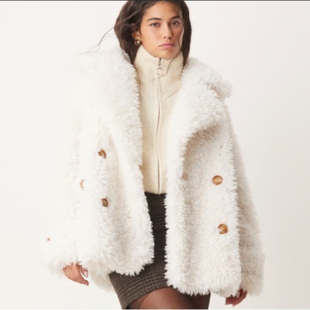 NWT Free People Sophie Faux Fur Peacoat